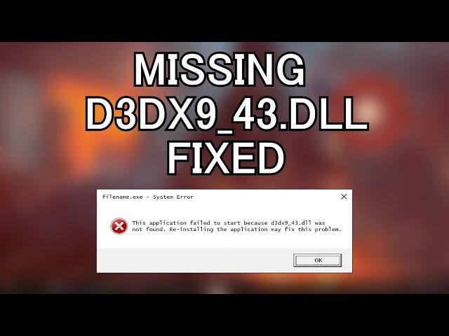 How to Fix d3dx9 43 dll is missing PES 2017  100% Working