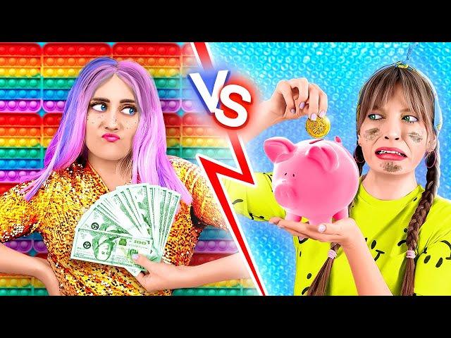 Rich VS Poor Girl *How to make DIY FIDGETS FOR FREE*