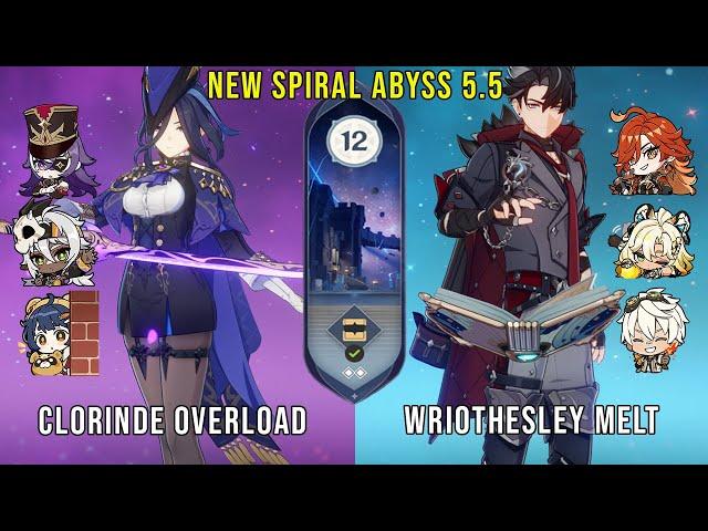 C0 Clorinde Overload and C0 Wriothesley Melt | Genshin Impact Abyss 5.5 Floor 12 9 Stars
