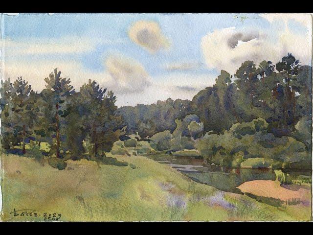 20230725 Plein air watercolor riverscape