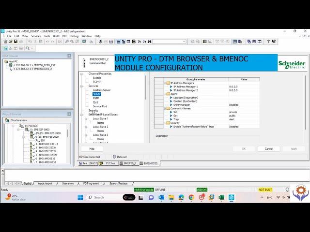 Unity Pro - Part 4 | DTM Browser for  Modbus TCP Communication | BMENOC Module configuration #plc