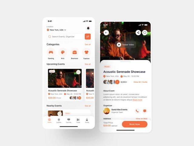 Event Booking App Figma UI Design | Event App | Figma UI Kit | App UI Design | UI UX Design | UI UX