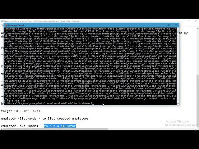 How to create a Android Vertual Device using terminal/Command Prompt