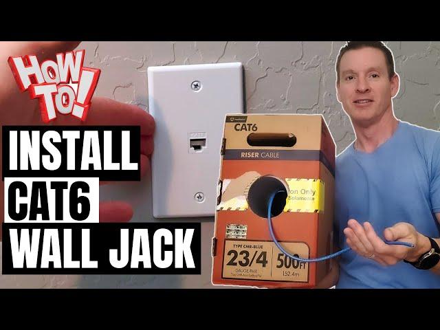 CAT6 CABLE RUN THROUGH WALL AND ETHERNET JACK INSTALL - HOW TO