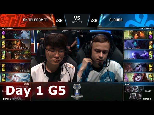 SK Telecom T1 vs Cloud 9 | Day 1 Main Group Stage S7 LoL Worlds 2017 | SKT vs C9 G1