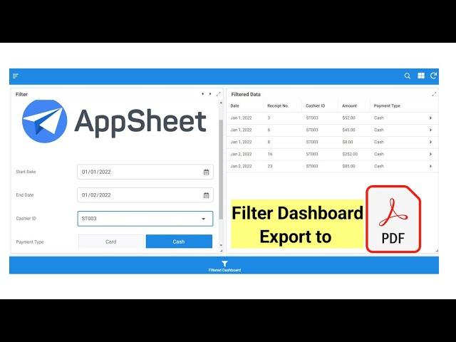 AppSheet Filter Dashboard and Export To PDF