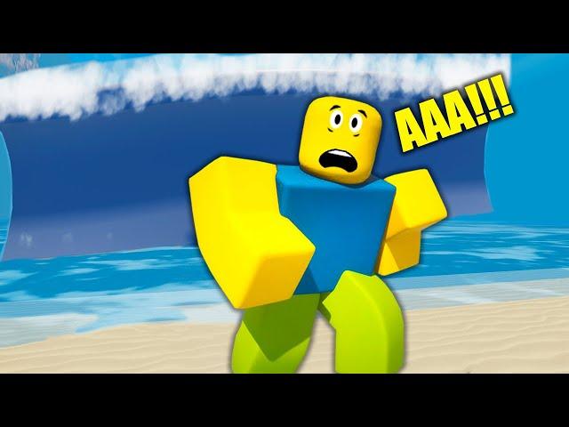 НУБ СПАСАЕТСЯ ОТ ЦУНАМИ! Tsunami Game Roblox