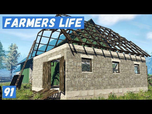 Farmer's Life - Казимир СТРОИТЕЛЬ.  Строю ЗДАНИЕ из БЛОКОВ.  Ремонт ДОМА # 91