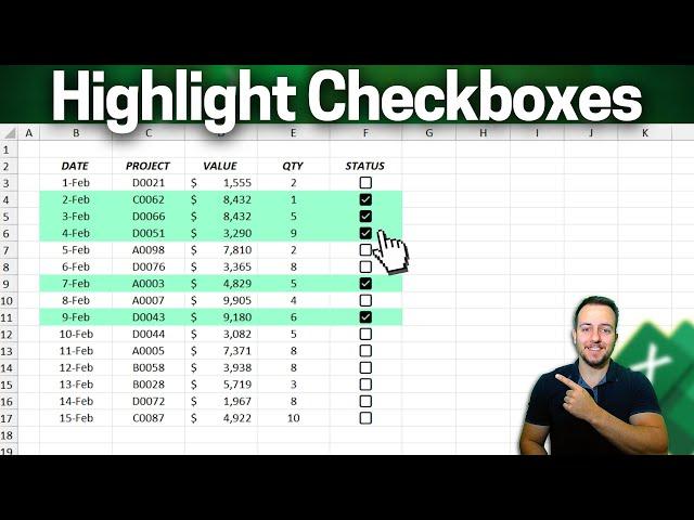 Highlight Cells or Rows with a Checkbox in Excel | 2 Methods