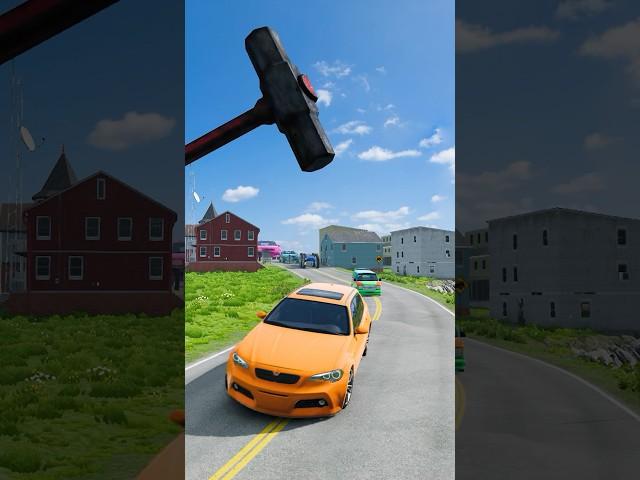 Small to massive bigger car vs massive hammer #beamngdrive #shorts