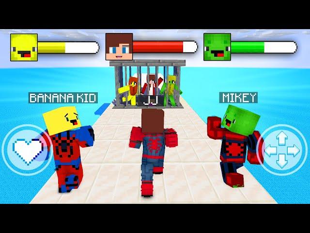 JJ vs Mikey LOVE ROAD Spider-Man SuperHero Game - Girl Prison Run - Maizen Minecraft Animation