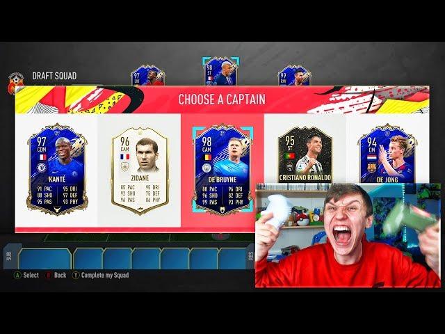 98 TOTY DE BRUYNE!! - 192 RATED MIDFIELDERS FUT DRAFT! (FIFA 20)