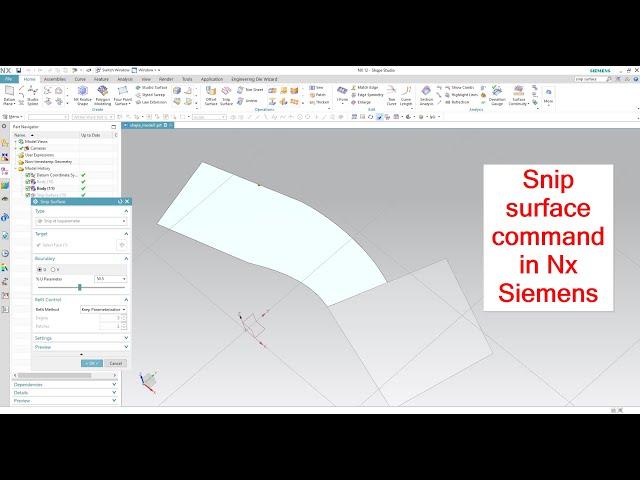 snip surface command in Nx Siemens | Unigraphics PLM CAD Software