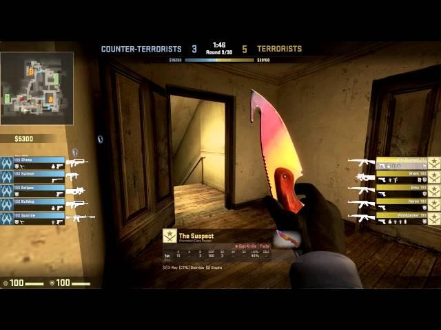 CS:GO Overwatch - Wallhacker with Gut Knife Fade and AWP Asiimov