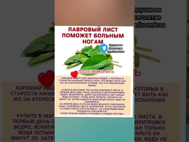 лавровый лист поможет больным ногам #народнаямедицина #здоровье #долголетие #зож #народныерецепты