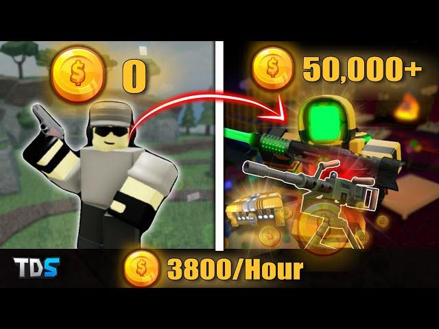 FASTEST Way to GRIND COINS in TDS (Get GATLING Gun Easy) Roblox