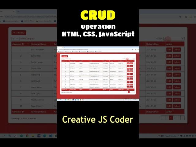 CRUD in HTML, CSS, Bootstrap & JavaScript