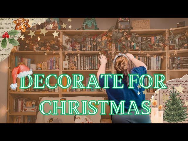 Let’s decorate for Christmas - Bookmas day 1 decorate my library and living room with me