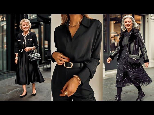 How to Wear Black with Style for Ladies 60+ | Charm and Elegance in Fashion Looks |Effortless Style