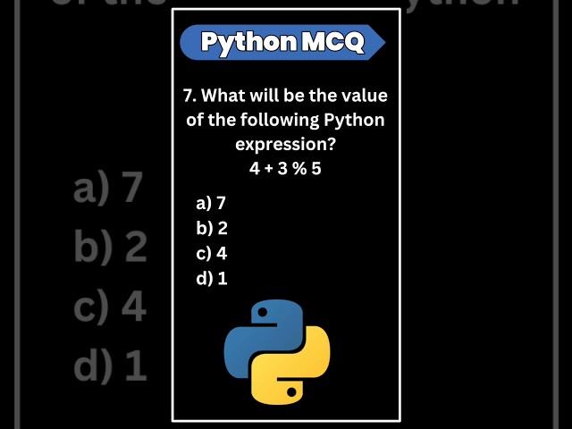 Python Interview Mcq-7 Questions #pythonmcq #shorts