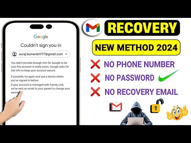 How to Recover Gmail Account without Phone Number and Recovery Email 2024 |! Google Account Recovery