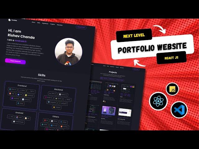 Next Level ReactJs Portfolio Website (NEW 2023)  | Responsive Portfolio | ReactJs Beginner Project