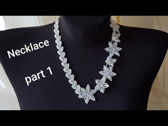 Bead necklace/Pearl necklace/Diy necklace/Necklace with flowers/Колье из бусин бисера/Часть 1