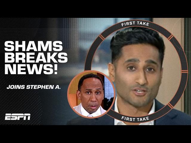 Shams Charania INSTANTLY BREAKS NEWS during First Take debut  Danny Green retiring + KAT to Knicks