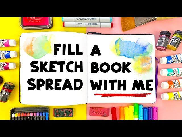 Filling a Sketchbook Spread with LOTS of STUFF! *plus Q&A*