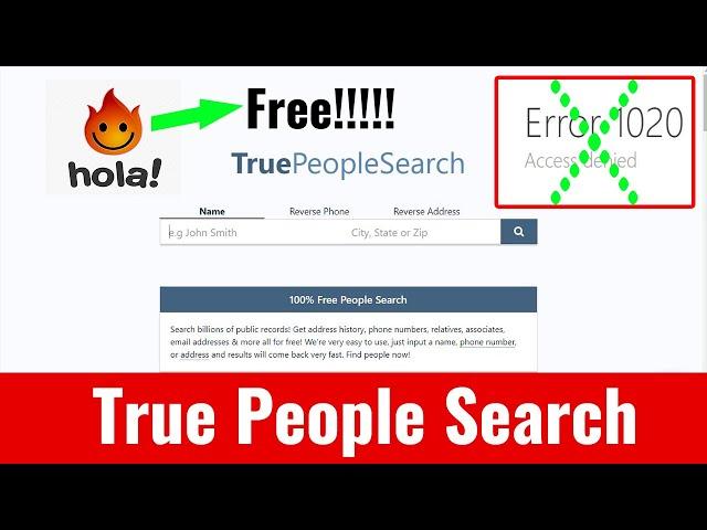 True People Search Access Denied  ll Truepeoplesearch by using Hola VPN ll Real Estate Skip Tracing