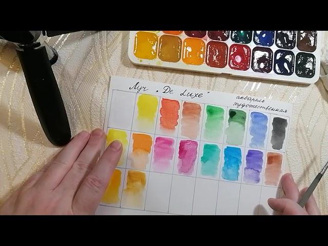 Обзор акварельных красок Луч Дэ Люкс.  Watercolor De Luxe Luch