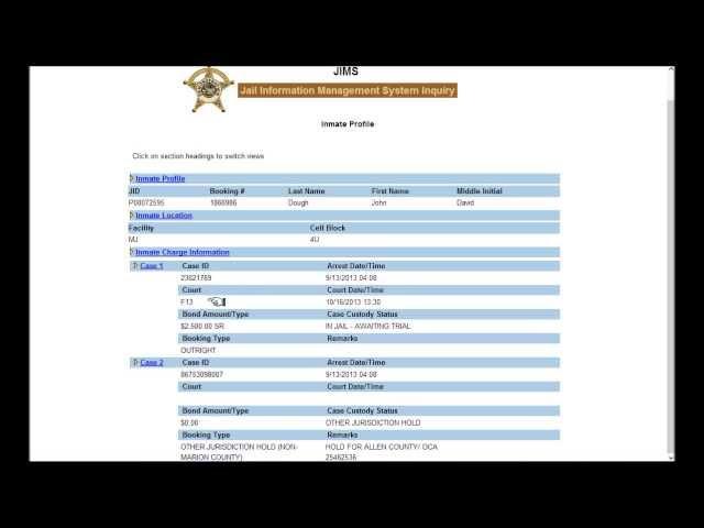 Marion County Jail Indiana Inmate Search Demonstration