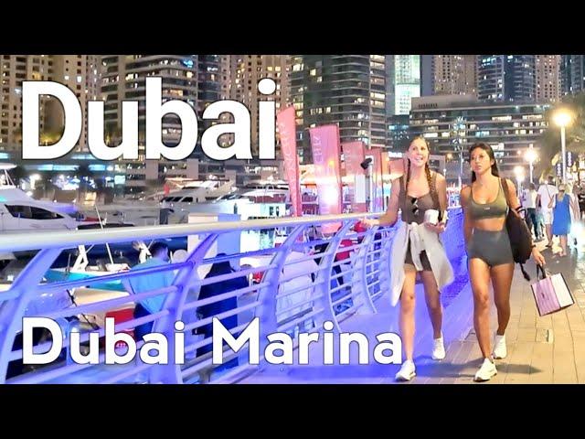 Dubai [4K] Dubai Marina Night Walking Tour 