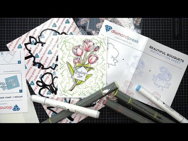 Diamond Press Beautiful Bouquets Stamps & Dies Review Tutorial! So PRetty & Fast!