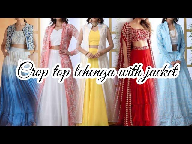 crop top lehenga with jacket style | latest lehenga design | party wear outfit | sara creation