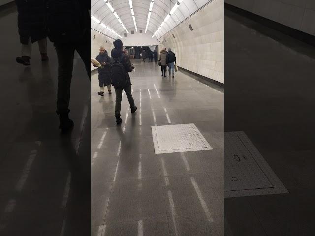 Okruzhnaya station, Moscow Metro, Light green Line - interior view, arrival of the train Fragment 15