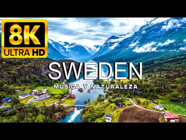 VOLANDO SOBRE SWEDEN 8K | Increíble paisaje natural hermoso con música relajante | VÍDEO 8K ULTRA HD