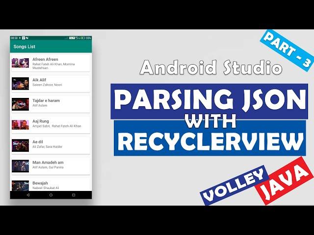 Parse JSON & Display in RecyclerView Using Volley | Part 3/3 | Android App Development Tutorial