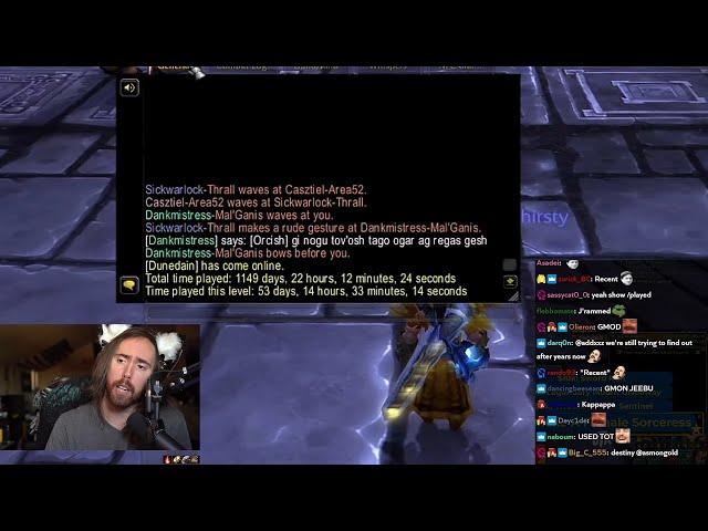 Asmongold shows his total time played in WoW