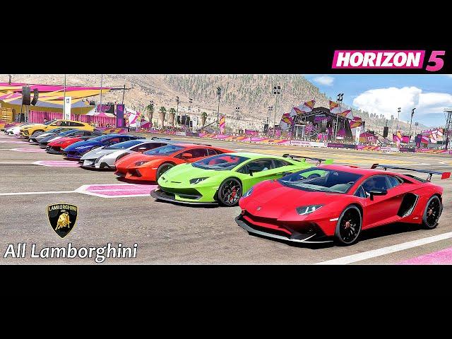 Forza Horizon 5 - Top 21 Fastest Lamborghini Cars Drag Race