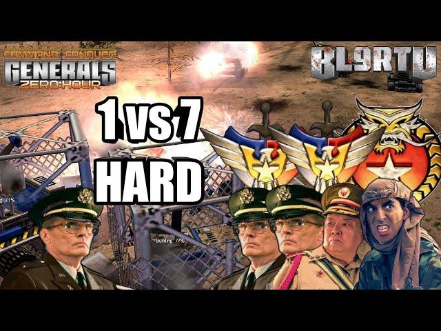 Command & Conquer Generals: Zero Hour - USA LASER 1 vs 7 RANDOM [HARD ENEMY] Карта: Сумрачное Пламя