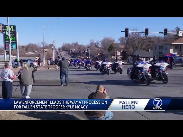 Law enforcement leads the way at procession for fallen State Trooper Kyle McAcy