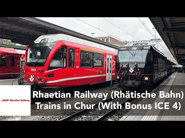 Rhaetian Railway (RhB/Rhätische Bahn) Trains in Chur - ABe 4/12, Ge 4/4 III, Ge 4/4 II, ICE) 5/21/24