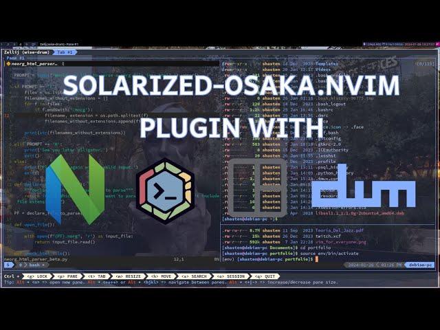 My solarized Osaka Colorscheme On Neovim, Tmux, Zellij, And My Favorite Linux Apps