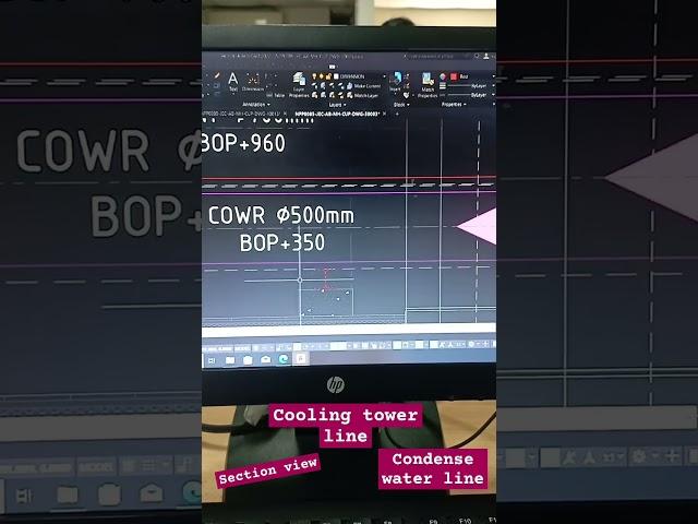 Hvac cooling tower line primary secondary line condensed waters line #hvac #cad #revit #drafting #ac