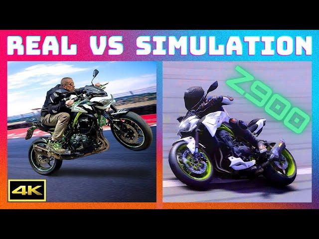 KAWASAKI Z900 AKRAPOVIC PERFORMANCE - SIMULATION VS REAL LIFE - 4K HDR ULTRA REALISTIC