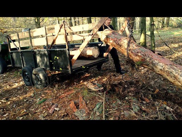 самодельный погрузчик брёвен на прицеп для квадроцикла