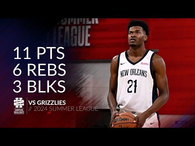 Yves Missi 11 pts 6 rebs 3 blks vs Grizzlies 2024 Summer League