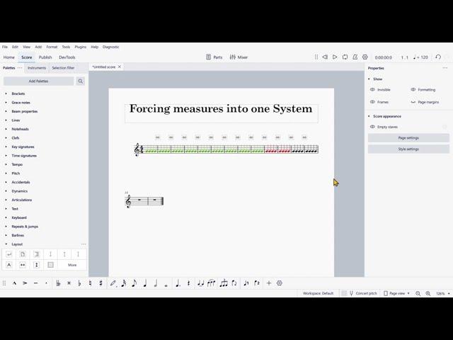 MuseScore 4.1 | Forcing Measures to fit into one System