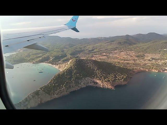 Boeing 737-800 Take Off From Ibiza Airport (with great aerial views of the island as it climbs)